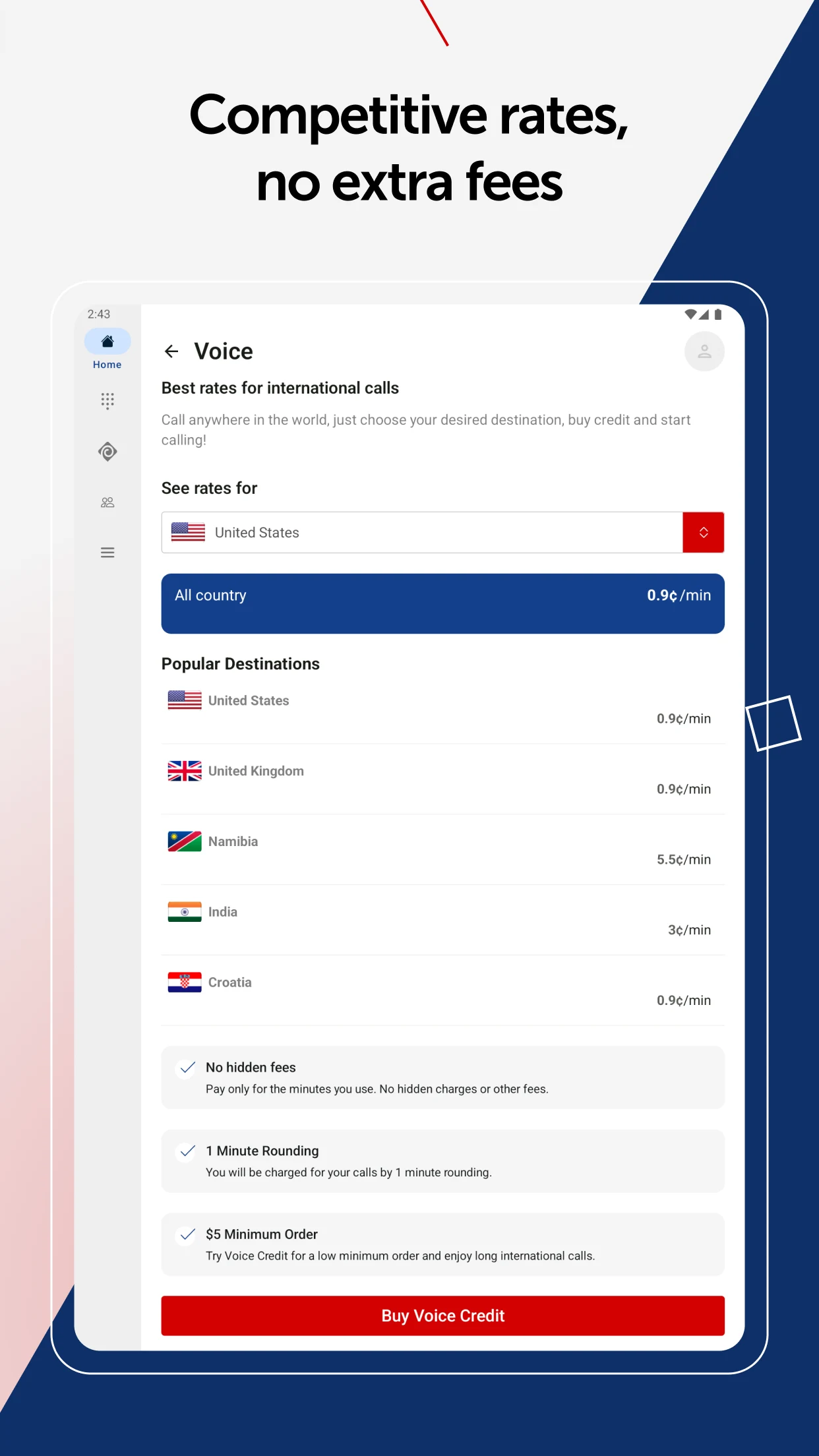 PhoneClub International Calls screenshot